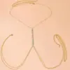 Joyería de Venta Caliente Transfronteriza Europea y Americana, Bikini Sexy de Playa de Moda con Cuello Halter Cadena para la Cintura Accesorios para la Cintura Cadena Corporal de Pedrería para Mujer