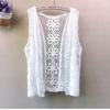 Chaleco de punto de exportación de comercio exterior para mujer, verano, ropa exterior, estilo coreano, cárdigan holgado, chaleco sin mangas, chaleco calado, top de ganchillo