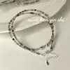 Ouni Han Plata de Ley S925 Colgante Pequeño de Pez Pulsera de Cuentas de Cristal de Colores Collar Conjunto de Pulseras de Diseño de Nicho para Mujer