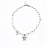 Colar Francês Retrô de Zircônia Estrela Pérola Luxo Leve Sensação de Alto Padrão Corrente de Clavícula Doce Estilo Cool Versátil Exquisito Colar para Mulheres