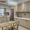 Gabinetes de Madera Maciza Personalizados de Fábrica para Toda la Casa Estilo Americano Europeo Cocina Cocina con Isla Francesa Gabinetes de Cocina Estilo Crema Personalizado Integral