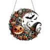 Lanternas de Abóbora Quentes de Venda Cruzada para Halloween, Guirlandas de Esqueleto, Pingentes Redondos de Acrílico, Decorações de Janela, Placas Suspensas para Varanda