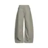 K7386 Moda Urbana de Calle Unisex Vintage Resistente Diseño de Correa Trasera Pantalones Cargo de Hombre Plisados de Corte Holgado Guadaña