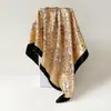 Lenço de Seda com Padrão Paisley Clássico Europeu e Americano para Mulheres, Lenço de Cabeça Versátil da Moda em Seda Sintética, Lenço Quadrado de 90cm, Atacado Transfronteiriço