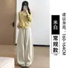 Calça de veludo cotelê marrom de perna larga para mulheres, nova coleção primavera/outono 2026, estilo reto solto, em uma estética relaxada e casual