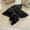 Azul Marino Retro Flor de Paisley Textura Encaje Lazo para el Cabello Bufanda Cuadrada Accesorio para Cola de Caballo Versátil Estilo Nuevo