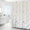 Amazon Aliexpress Estampado de Lámina Dorada y Plateada Cortina de Ducha Textura de Mármol Baño Impermeable Cortina de Ducha Cortina Divisoria