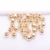 Cobre Puro Chapado en Oro de 18K Alta Retención de Color Lisas Sólidas Cuentas Pequeñas de Oro DIY Hecho a Mano Cuentas para Ensartar Cuentas Espaciadoras Accesorios de Joyería