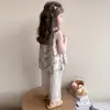 Conjunto de Verano para Niñas 2026 Nuevo y Moderno Dulce Vestido de Verano para Niñas, Elegante Conjunto de Dos Piezas con Camisa Floral para Bebés Niñas
