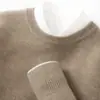 Suéter de Cashmere Gola Redonda Outono e Inverno 2025 Novo Masculino Liso Engrossado Camiseta Básica Estilo Coreano Meia-Idade Suéter Pulôver Solto