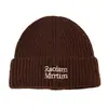 Gorro de punto bordado con letras retro marrón para mujer, otoño e invierno, circunferencia de cabeza grande, gorro que adelgaza la cara, gorro de lana para pareja