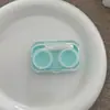 Estojo para Lentes de Contato Sem Necessidade de Rosquear Tampa à Prova de Vazamento Portátil Integrado Lentes de Contato Teto Solar Transparente Armazenamento de Cuidados Caixa Dupla