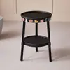 Nueva Mesa Lateral Redonda Color Crema para Uso en Casa, Mesa Lateral para Sofá, Gabinete Móvil para Mesita de Noche, Mesa Pequeña de Almacenamiento para Apartamentos Pequeños