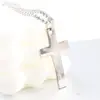 Produto Novo Transfronteiriço Europeu e Americano: Colar Simples de Aço Inoxidável com uma Cruz, Superfície Lisa e em Branco, Adequado para Gravação a Laser, Colar de Corrente de Pérola
