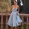 Vestido de Noche Exclusivo Transfronterizo Europeo y Americano con Cintura Ceñida, Vestido de Princesa Abullonado, Vestido de Satén Transparente de Largo Medio con Escote en V Profundo