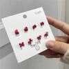 Pendientes de botón de cerámica pintada con diseño de dibujos animados, aguja de plata S925, para mujer, estilo coreano, color de contraste simple, pendientes encantadores, venta al por mayor
