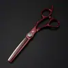 Tijeras de Peluquería Naipson Patrón de Cocodrilo Rojo de 6.0 pulgadas Tijeras para Cortar el Cabello Tijeras Adelgazadoras Q-0405