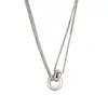Nuevo Collar Doble Capa con Colgante Entrelazado Cadena para Clavícula de Mujer Accesorios de Lujo Ligero de Nicho Tendencia de Diseño de Nicho