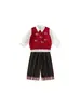 Ropa Infantil Youbao Conjunto Infantil Camisa de Solapa Chaleco de Punto Rojo Oveja Pequeña Pantalones Casuales Conjunto de Tres Piezas Ropa para Niñas