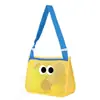 Bolsa de malla personalizada para juguetes de playa infantiles con patrón de ojos de caricatura, impermeable, multifuncional, bandolera ajustable