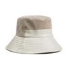 Otoño e Invierno Nuevo Sombrero de Cubo de Pana con Parche de Cuero PU para Mujer Estilo Coreano Cálido Sombrero para el Sol Moderno Ala Grande