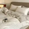 Set minimalista de cuatro piezas de cerámica 100% algodón ligeramente cepillado de alta gama, juego de dormitorio de algodón puro con tacto vintage y jacquard tridimensional