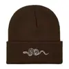 Gorro de Punto Bordado de Serpiente Transfronterizo Europeo y Americano Otoño e Invierno Cálido Suéter Gorro de Lana Gorro para Clima Frío