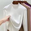 Camiseta Térmica de Cuello Redondo para Mujer, Nuevo Estilo Primavera/Verano 2026, Forro Polar Integrado por Ambos Lados, Engrosada, Corte Ajustado, Manga Larga, Ropa Interior