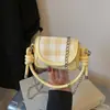 Bolsa Infantil Moda Familiar Cuadros Pequeña Fresca Mini Bolso de Mano Cadena Hombro Cruzada Niñas Pu Billetera para Monedas