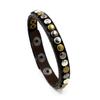 Pulseira de couro com rebites tricolor retrô para homens e mulheres, pulseira para namoradas, temperamento punk, pulseira de couro versátil e personalizada, atacado