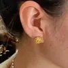 Pendientes de Fuegos Artificiales Pequeños Japoneses y Coreanos Mochen Diseño de Nicho de Moda Elegante Aguja de Plata S925 Pendientes Versátiles Diarios Chapados en Cobre Dorado