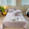 Versão Coreana Ins Conjunto de Cama Três Peças 100% Algodão Cor Sólida Simples Acolchoado Cama Cobertor de Algodão Puro Algodão Lavado Colcha Acolchoada