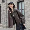 Chaqueta de Piel de Oveja Genuina Haining para Mujer, Estilo Corto, Nuevo Modelo de Tendencia Primavera 2026, Chaqueta de Manga Larga con Cuello Solapa