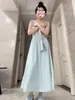 Vestido Largo de Punto Casual sin Mangas con Huecos y Hombro Asimétrico, Estilo Nuevo de Verano para Adelgazar la Cintura, Color Puro, Deseo Puro para Mujer