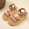 Sandalias de Talla Grande de Comercio Exterior para Mujer 2025 Verano Nuevas Sandalias de Plataforma con Tacón de Cuña de Suela Gruesa Impermeables Plataforma Gamuza Sandalias de Mujer