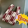Bolsa 2025 Bolsa para Coisas do Dia a Dia Bolsa de Mão de Tricô Espessa Grande Capacidade Bolsa com Padrão Fofo Bolsa para Celular Almoço