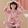 Novos pijamas para meninas Primavera e Outono manga longa Princesa crianças grandes mãe e filha desenho animado lapela pijamas roupa de casa pai e filho