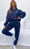 Alo Ropa de Otoño e Invierno Europea y Americana Cálida Estampada de Cuello Redondo Conjunto de Pantalones Sudadera de Moda Casual para Mujer Traje de Mujer