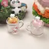 Accesorios de Resina DIY de Dibujos Animados, Adornos de Juguetes de Comida en Miniatura de Tarro de Gato 3D, Imanes para Refrigerador, Colgantes para Llaveros