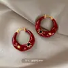 Pendientes de Esmalte Angla Rojo Gota de Alto Gama Franceses para Mujer 2025 Nuevos Pendientes Elegantes de Lujo Ligero de Industria Pesada