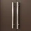 Acero inoxidable cepillado puerta de cristal manija cuadrada moderna minimalista par de manijas grandes manija larga para puertas de tiendas y hoteles