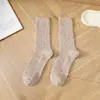 Calcetines de lana de hilo grueso para otoño e invierno, transpirables y cálidos estilo japonés, calcetines largos vintage estilo universitario para mujer