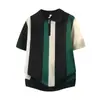 Camisa Polo Tejido de Punto Manga Corta para Hombre Cuello Camisero Media Cremallera Rayas Estilo Old Money Camiseta de Seda Helada Verano Venta al por Mayor de Fábrica Transfronteriza