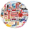 50 marca de moda estilo británico cuaderno equipaje patineta coche taza de agua pegatinas decorativas de graffiti al por mayor
