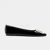 Zapatos Planos de Punta Cuadrada Versión Alta Color Gris Elefante RV con Hebilla Cuadrada para Mujer, Estilo Francés con un Toque de Lujo, Piel Genuina, Zapatos de Ballet Internos que Aumentan la Altura