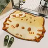 Tapete de Banheiro Fofo de Desenho Animado Hellokitt de Terra de Diatomáceas com Textura de Tricô e Aparência Adorável, Tapete de Banheiro Absorvente e Antiderrapante