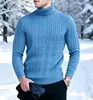 Suéter de Punto para Hombre, Estilo Europeo y Americano, Otoño e Invierno, Cuello Alto, Suéter de Punto Trenzado a la Moda, Suéter Pullover de Talla Grande, Suéter de Capa Base