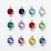 Venta Directa de Fábrica Colgante de Gota de Agua con Borde de Cobre de Agujero Único Incrustado con Cristal Colgante de Piedra de Cumpleaños 12 Accesorios para Joyería de Oreja DIY