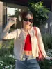 Cardigan super popular de outono 2026 com regata, jaqueta de tricô para mulheres, novo suéter para outono e inverno, top estilo coreano, amarelo