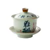 Cuenco Azul y Blanco Vintage Cuenco de Tres Talentos Manuscrito Loco Mismo Estilo que Celebridad de Internet Taza de Té de Cerámica Pintada a Mano Taza de Degustación de Té